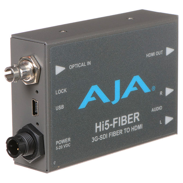 AJA Hi5-Fiber - Mini Convertisseur avec Entrée ST Fibre AJA Hi5-Fiber - Mini Convertisseur avec Entrée ST Fibre
