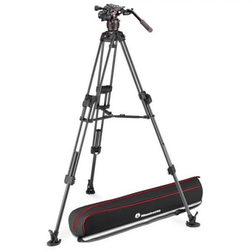 Manfrotto 608 + Fast Twin 645 (carbone) – Kit Rotule Vidéo et Trépied
