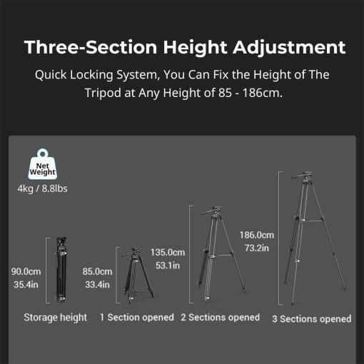Smallrig 3751B - Kit Trépied AD-01 en Aluminium (186cm)