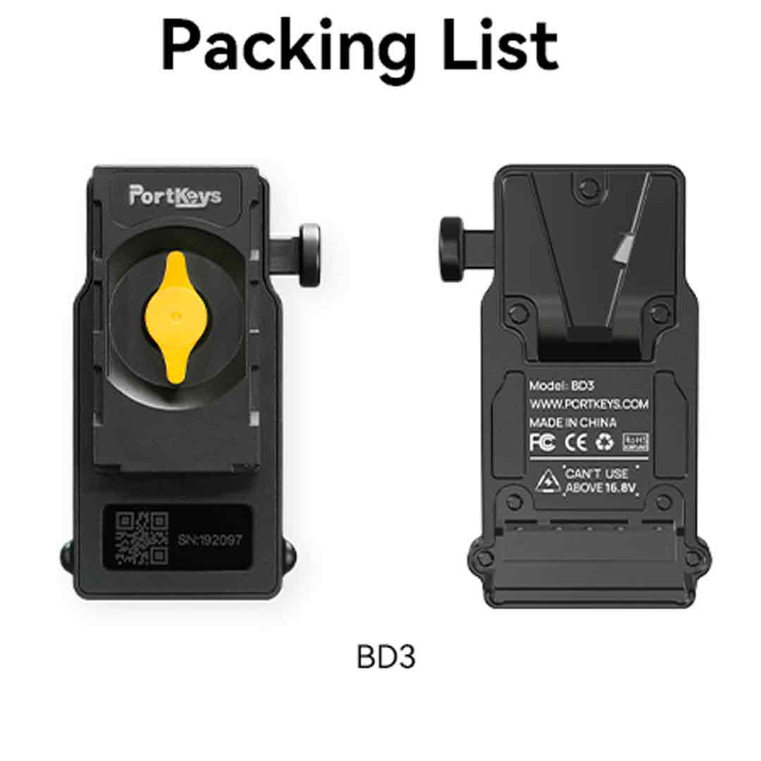 Portkeys BD3 - Adaptateur NP-F vers V-Mount (Femelle) Portkeys BD3 - Adaptateur NP-F vers V-Mount (Femelle)