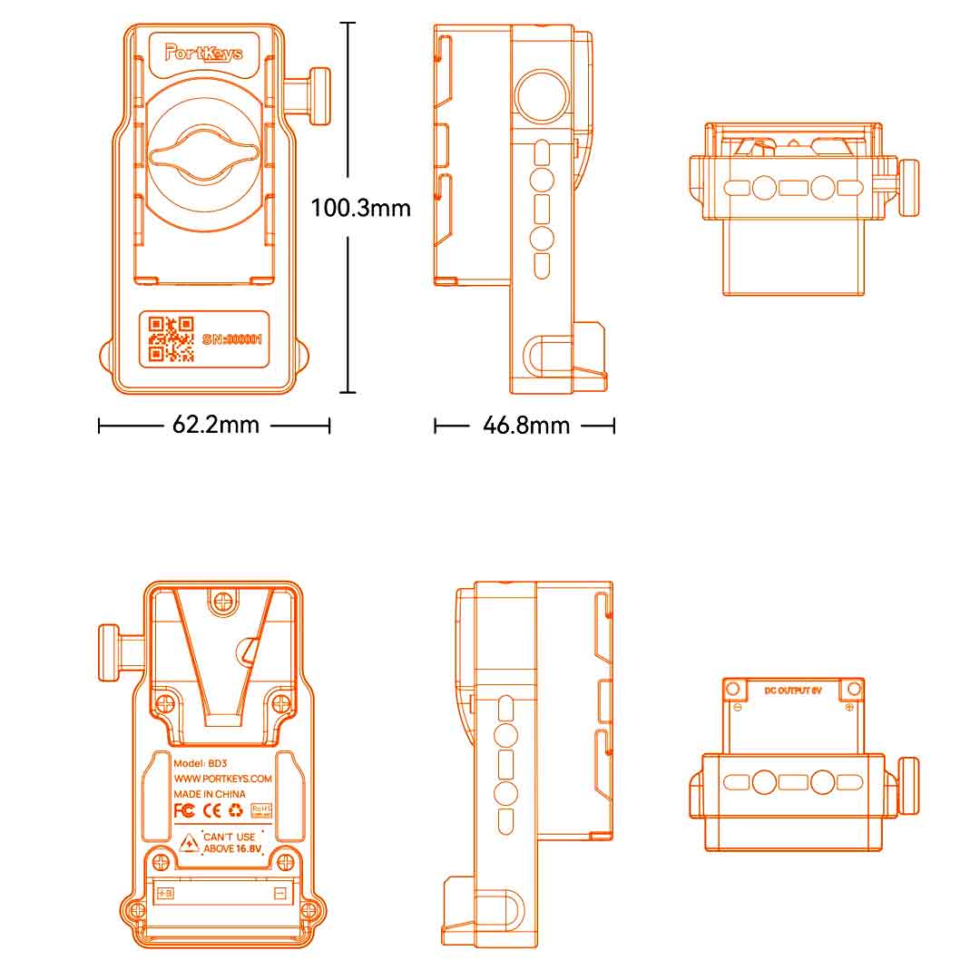 Portkeys BD3 - Adaptateur NP-F vers V-Mount (Femelle) Portkeys BD3 - Adaptateur NP-F vers V-Mount (Femelle)