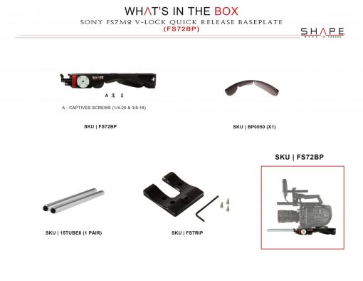 BASEPLATE POUR SONY PXW-FS7 ET FS7M2 SHAPE FS72BP