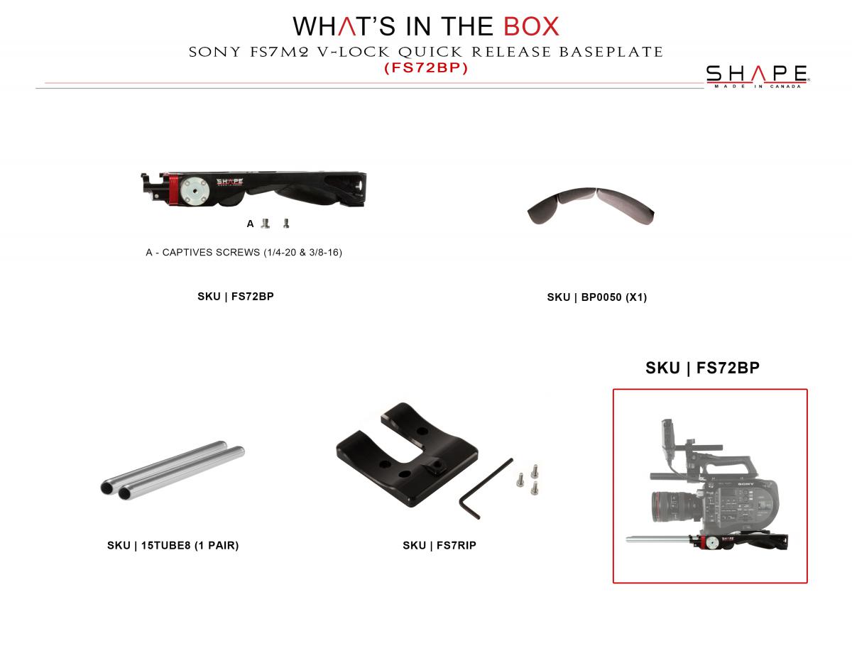 BASEPLATE POUR SONY PXW-FS7 ET FS7M2 SHAPE FS72BP BASEPLATE POUR SONY PXW-FS7 ET FS7M2 SHAPE FS72BP