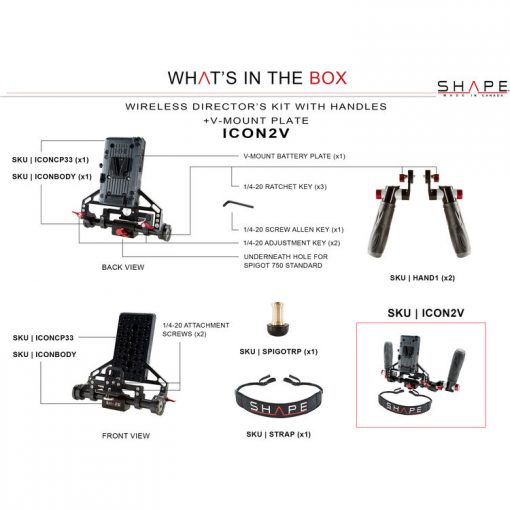 WIRELESS DIRECTOR’S KIT SHAPE ICON2V AVEC POIGNEES ET PLAQUE V-MOUNT