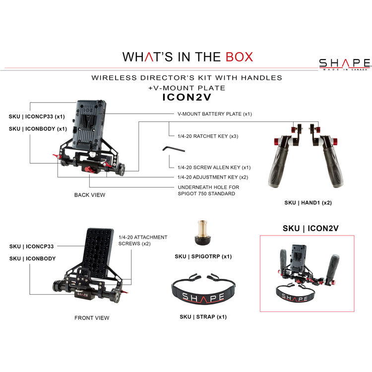 WIRELESS DIRECTOR’S KIT SHAPE ICON2V AVEC POIGNEES ET PLAQUE V-MOUNT WIRELESS DIRECTOR’S KIT SHAPE ICON2V AVEC POIGNEES ET PLAQUE V-MOUNT